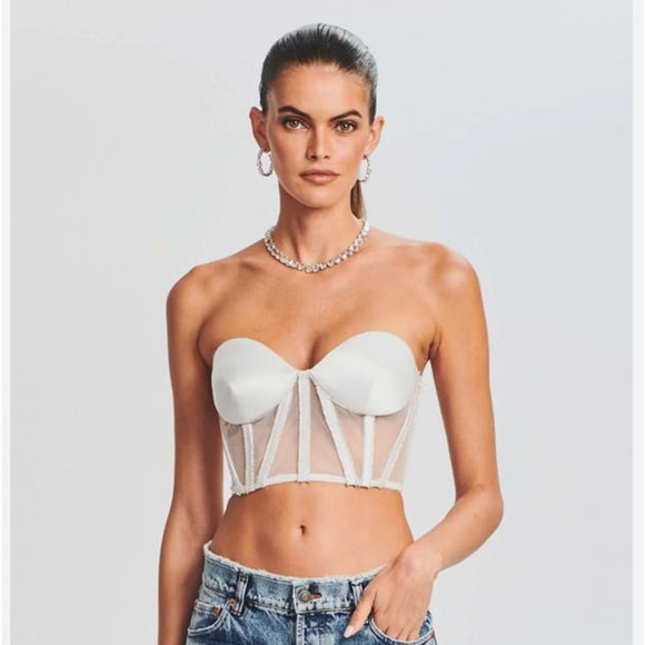 Retrofete Lex Top Strapless Corset Bustier White Rhinestone Small NWT Bridal - Picture 1 of 12